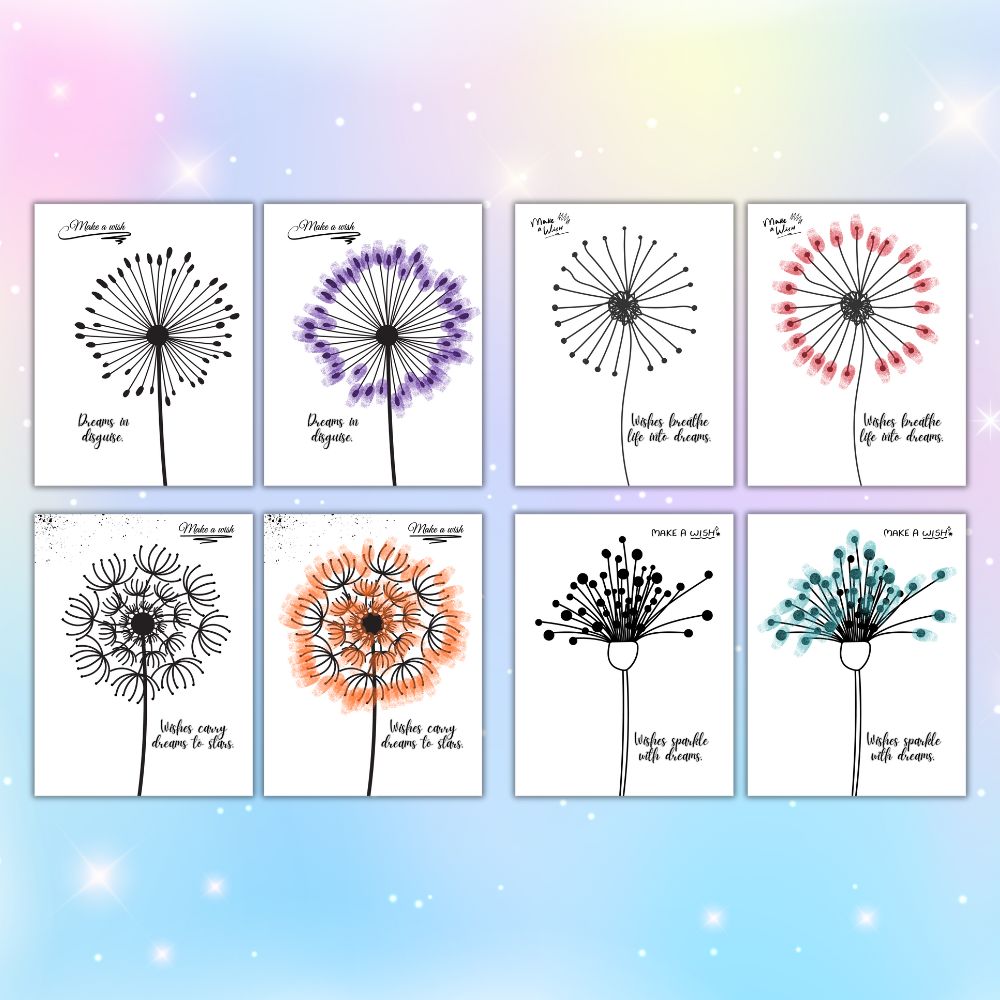 Kid Fingerprint Dandelion Craft – 10 Printable Designs