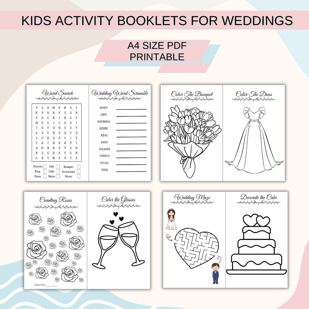 Kids Activity Booklets for Weddings – Fun Printable