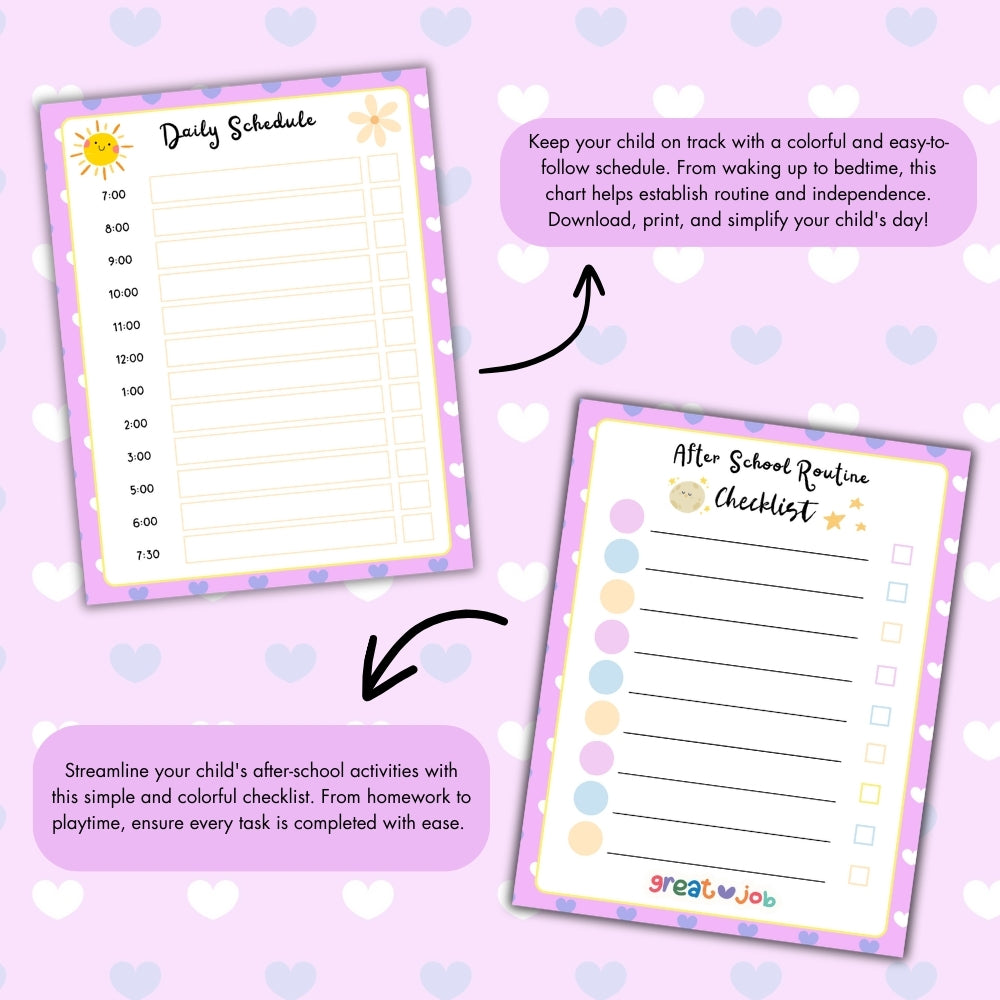 Purple Kids Chore Chart – Fun Printable Organizer