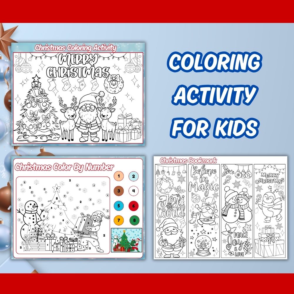 Printable Christmas Kid Craft Bundle – 10 Festive Pages