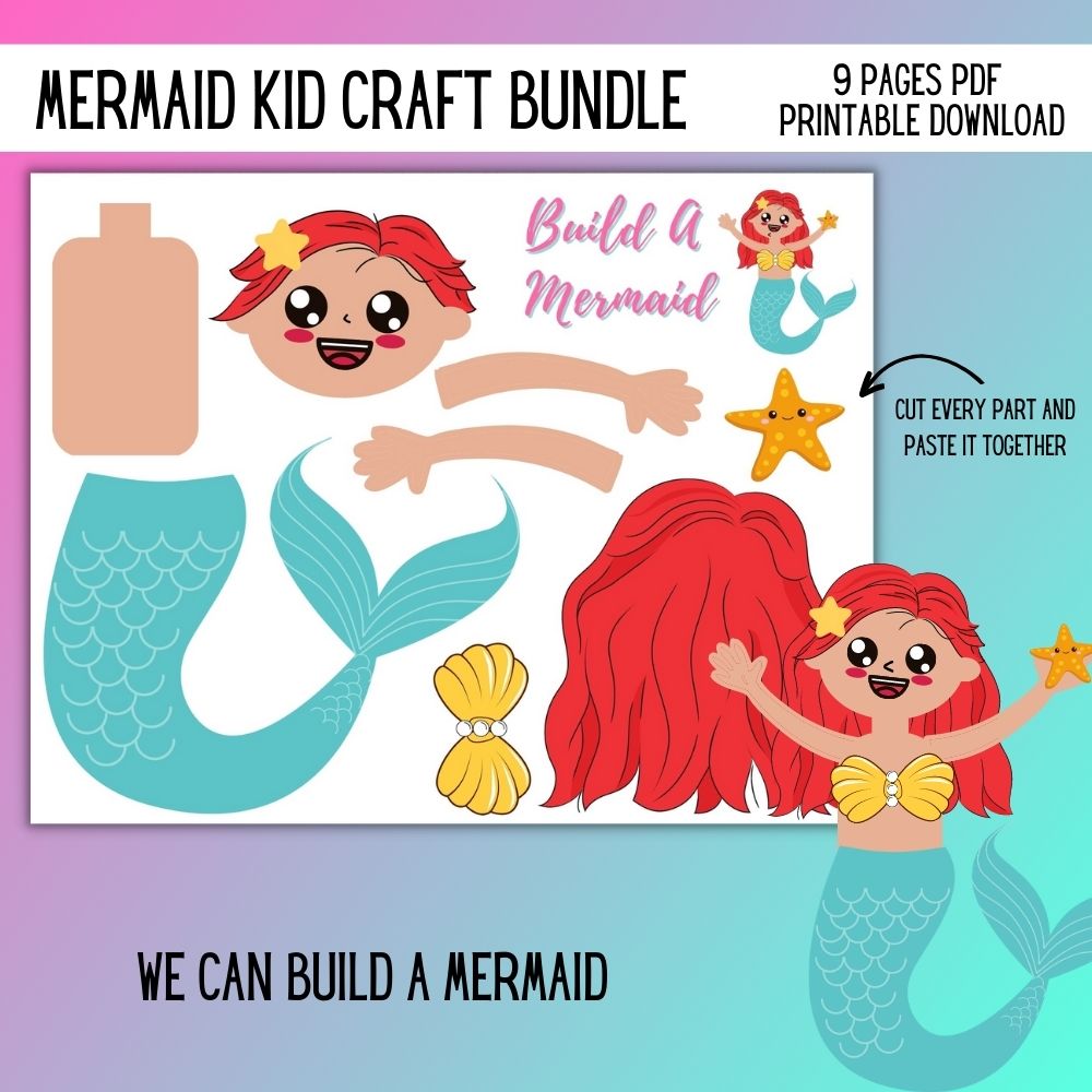 Mermaid Kids Craft Bundle – 9 Printable Pages
