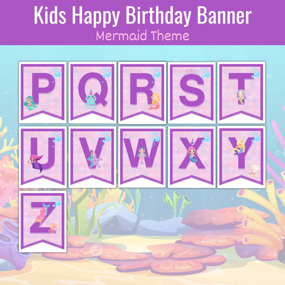 Kids Mermaid Birthday Banner – Printable Party Décor