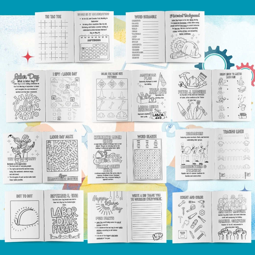 Labor Day Fact & Activity Booklet – 12 Pages Printable