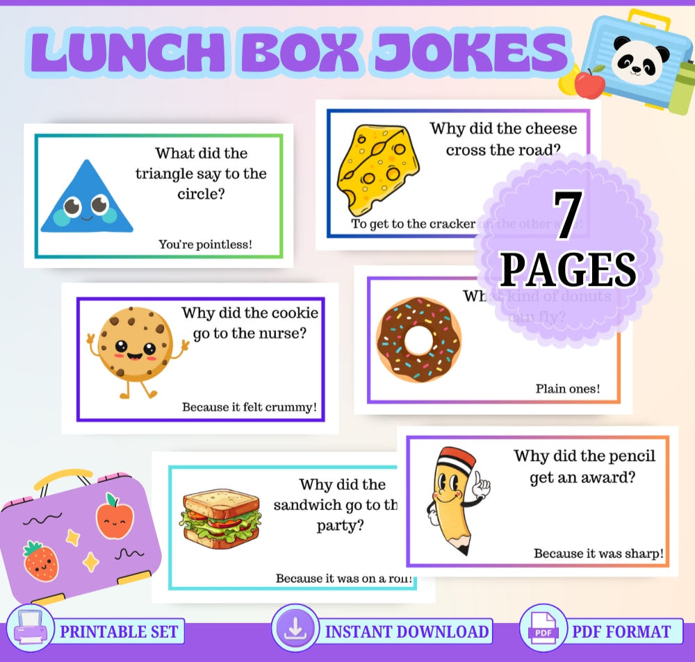 Printable Lunch Box Jokes for Kids – 7 Pages