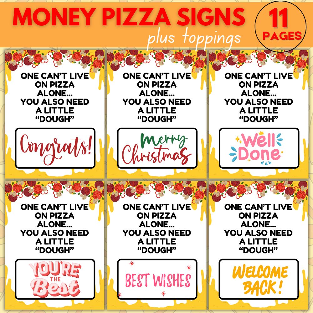 Money Pizza Signs – Fun Printable Gift Idea
