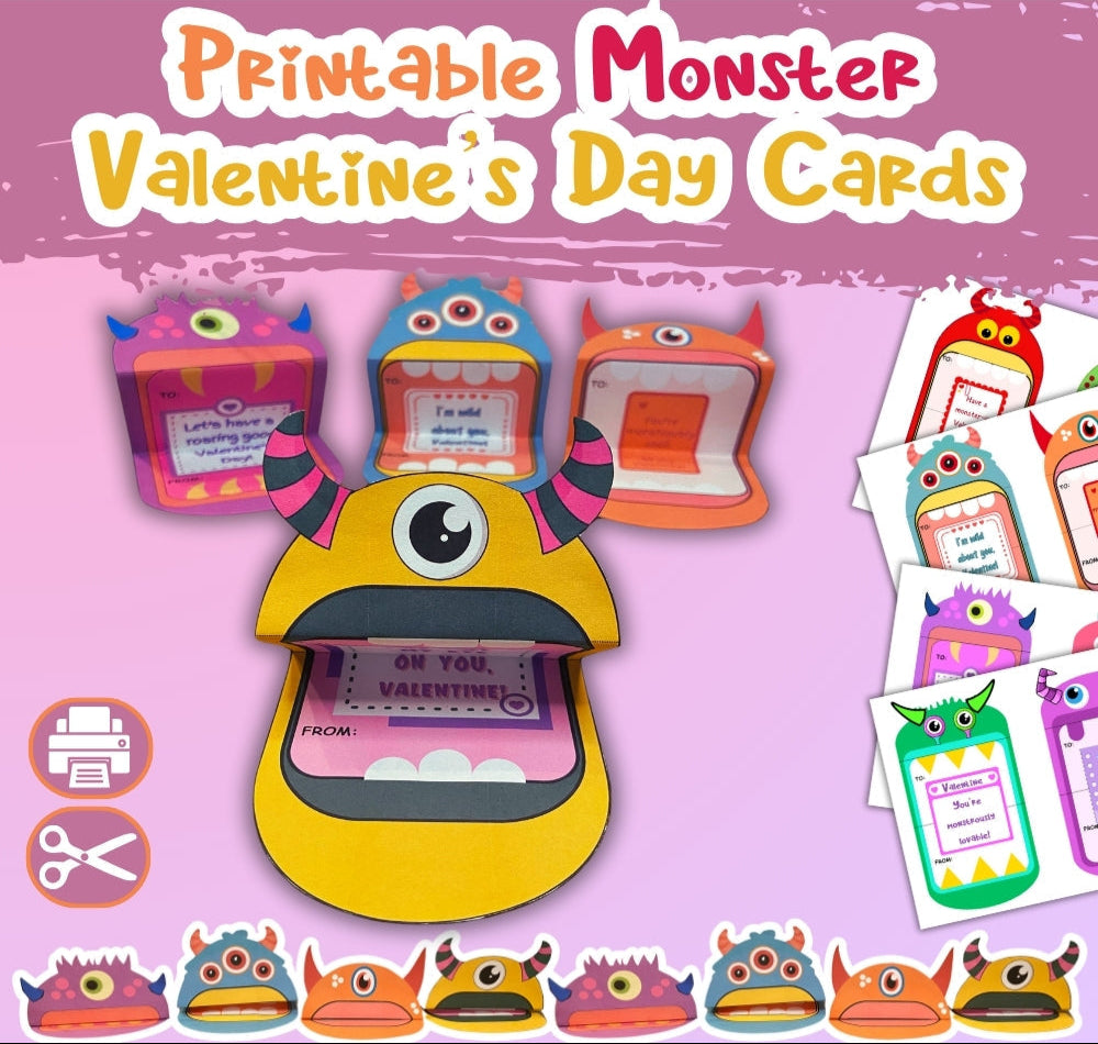 Printable Monster Valentines Day Cards