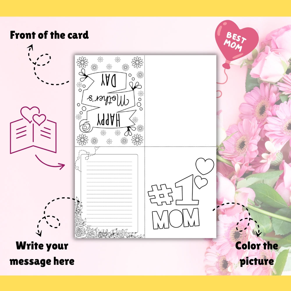Printable Mother’s Day Cards to Color & Fold – 14 Designs