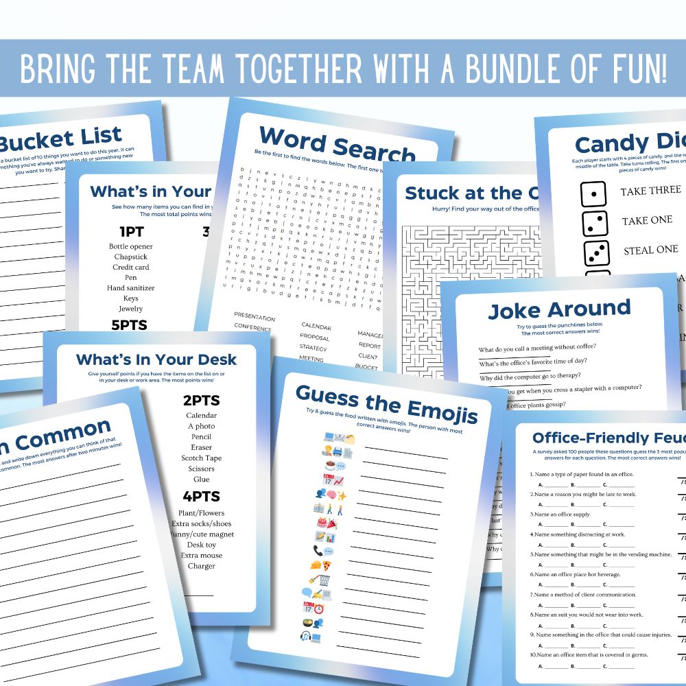 Printable Office Party Game Bundle – 32 Fun Games
