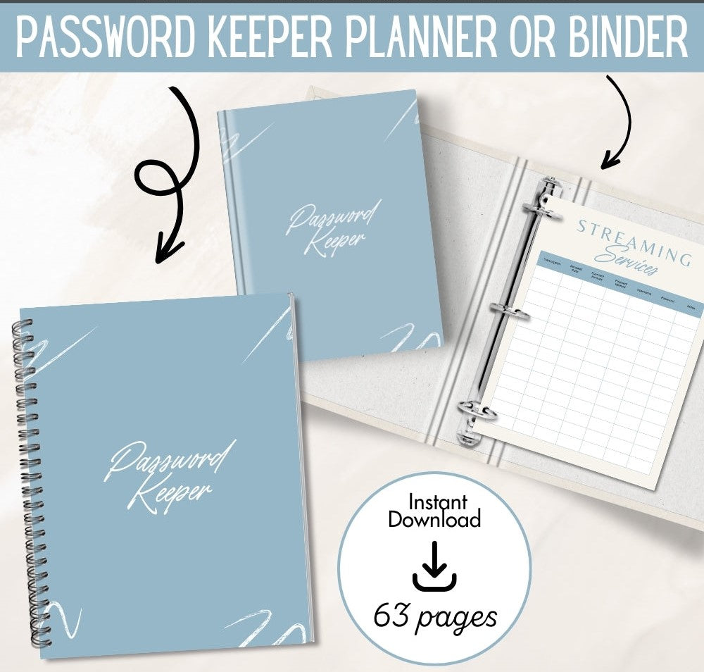 PLR Password Keeper Planner | Printable Editable Login Tracker