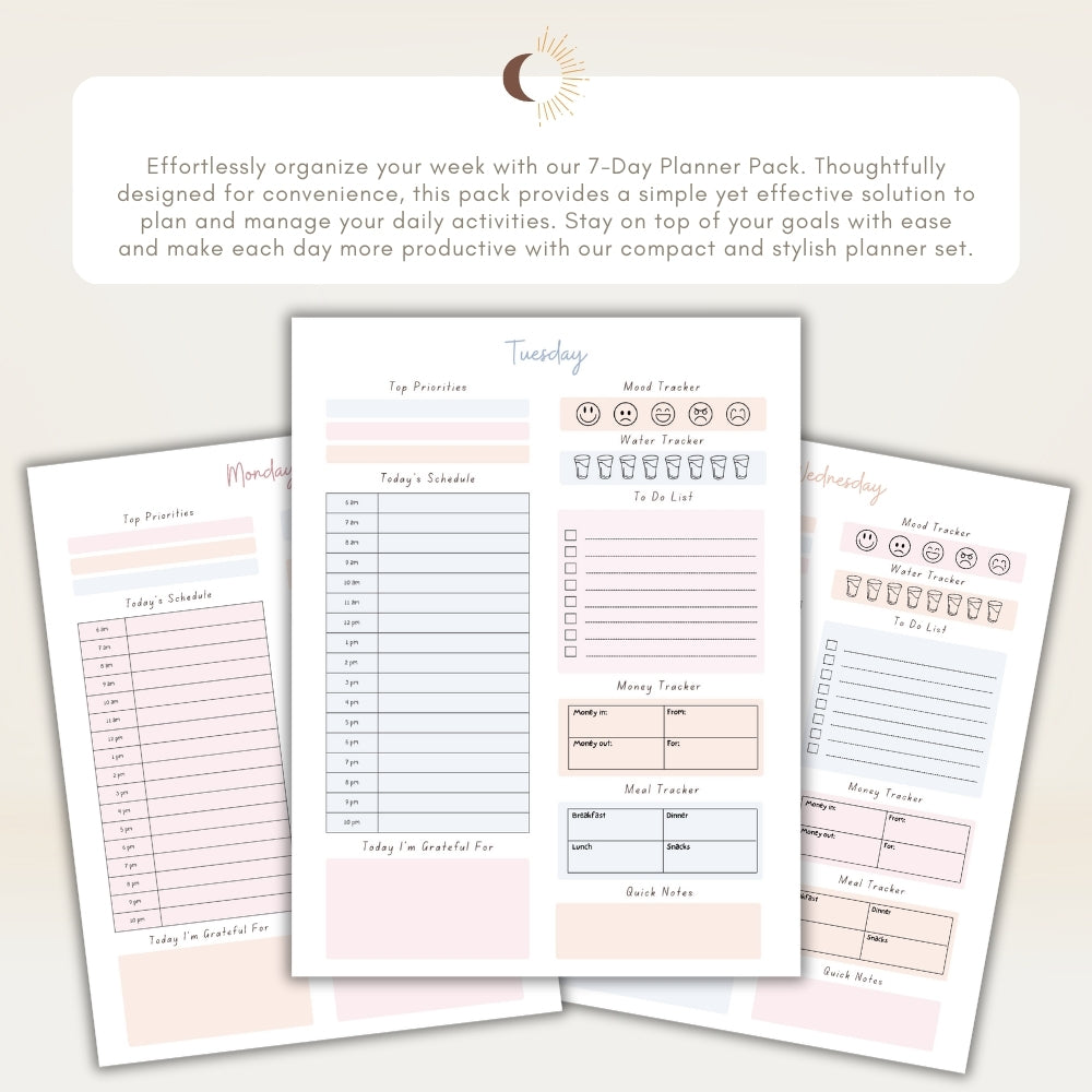 PLR Peach 7 Day Planner Pack | Editable Weekly Planner Templates