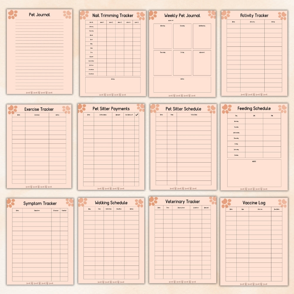 PLR Orange Pet Planner | Editable Pet Care Organizer Templates
