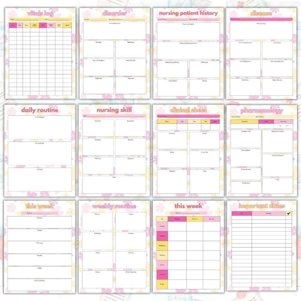 PLR Pink Healthcare Worker/Nurse Planner | Editable Organizer Templates