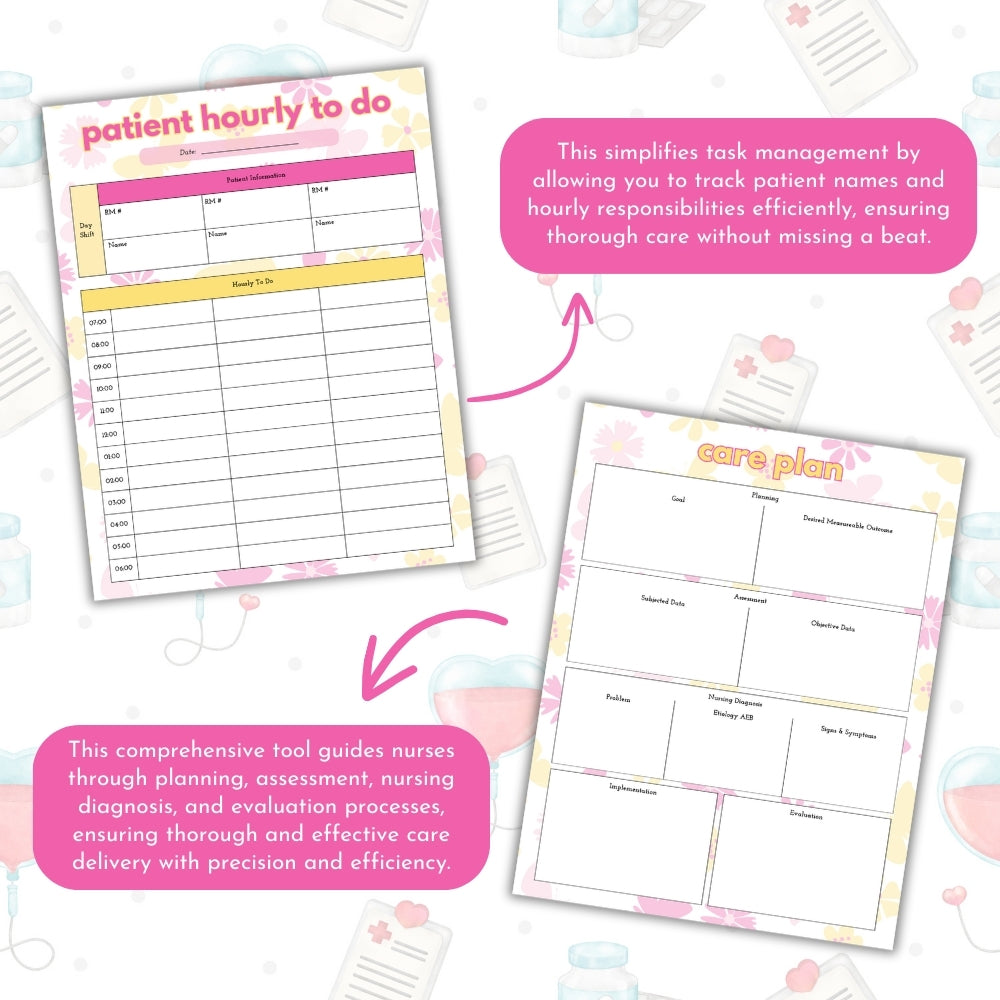 PLR Pink Healthcare Worker/Nurse Planner | Editable Organizer Templates