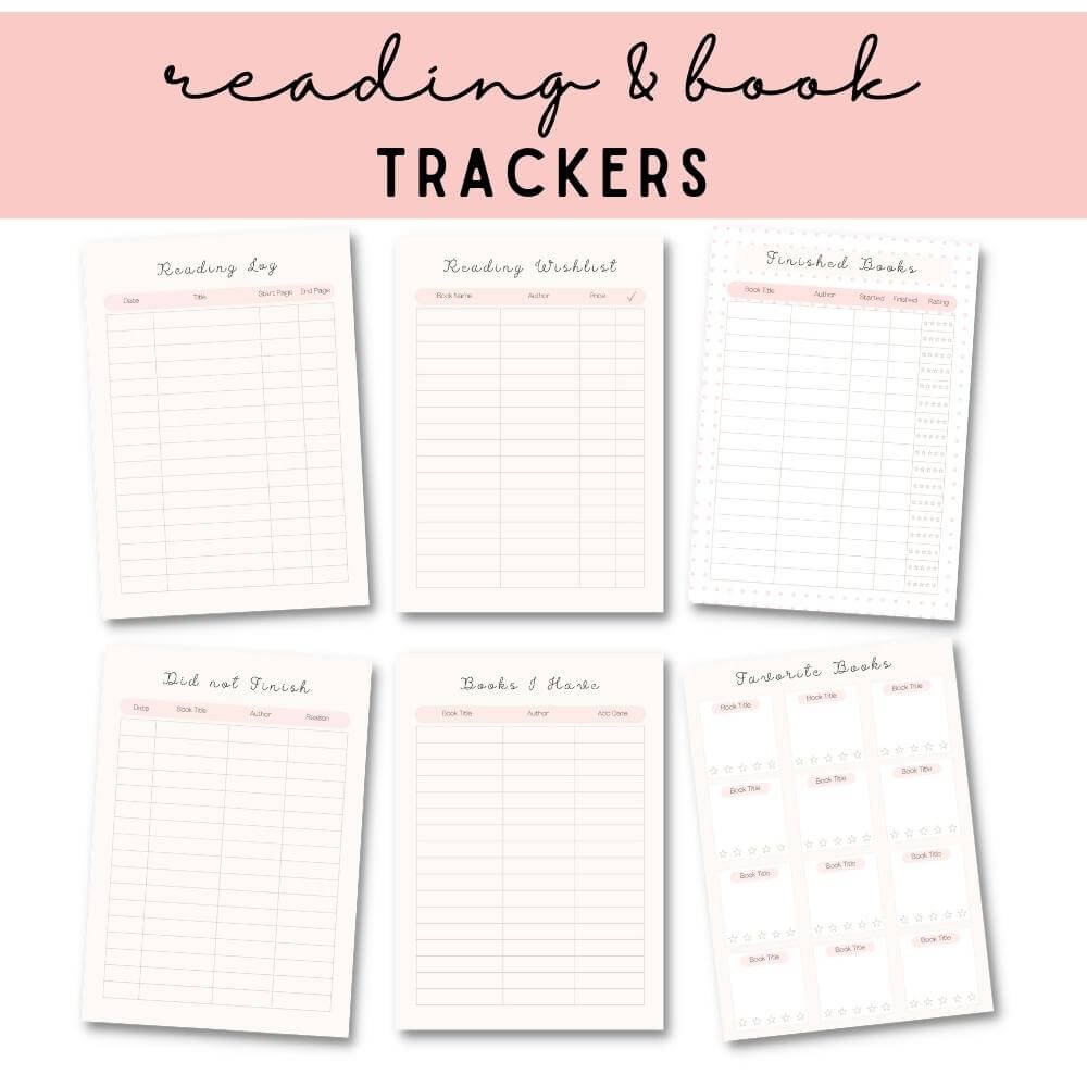 PLR Pink Reading Planner | Editable Book Tracker & Journal Templates