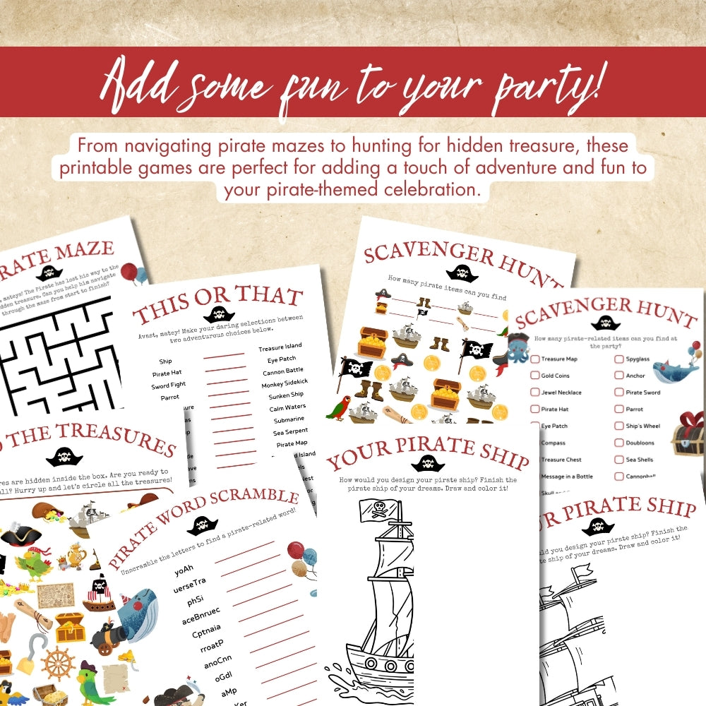 Pirate Birthday Party Game Bundle