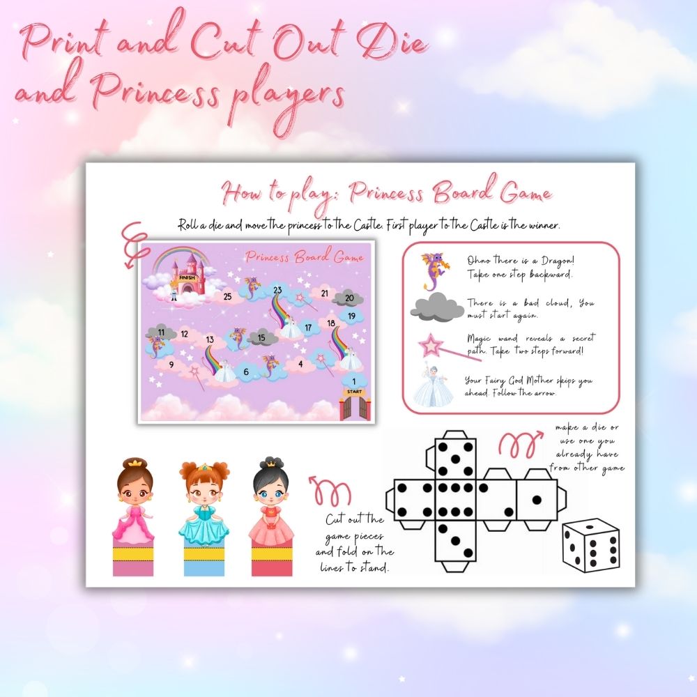Princess Board Game – Printable Kids Party Game