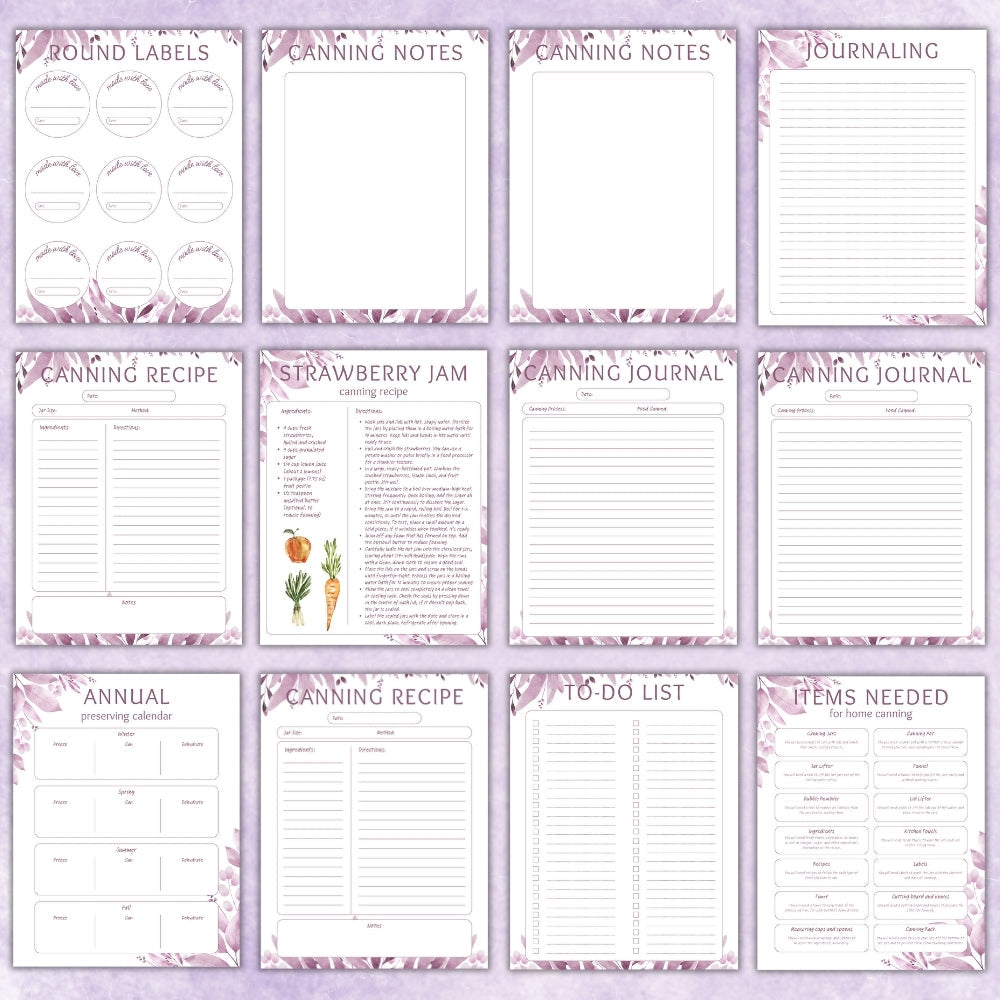 Purple Canning Planner – Organize, Track & Preserve with Style