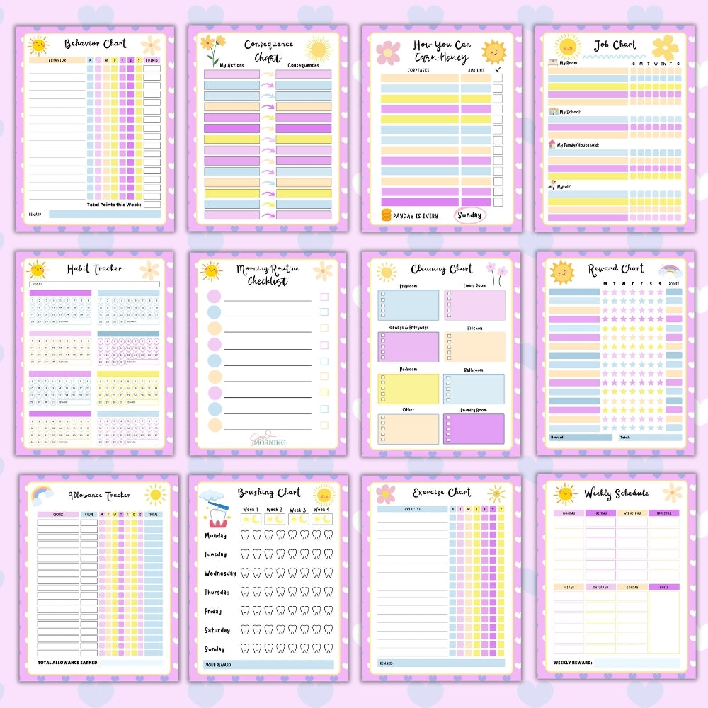 Purple Kids Chore Chart – Fun Printable Organizer