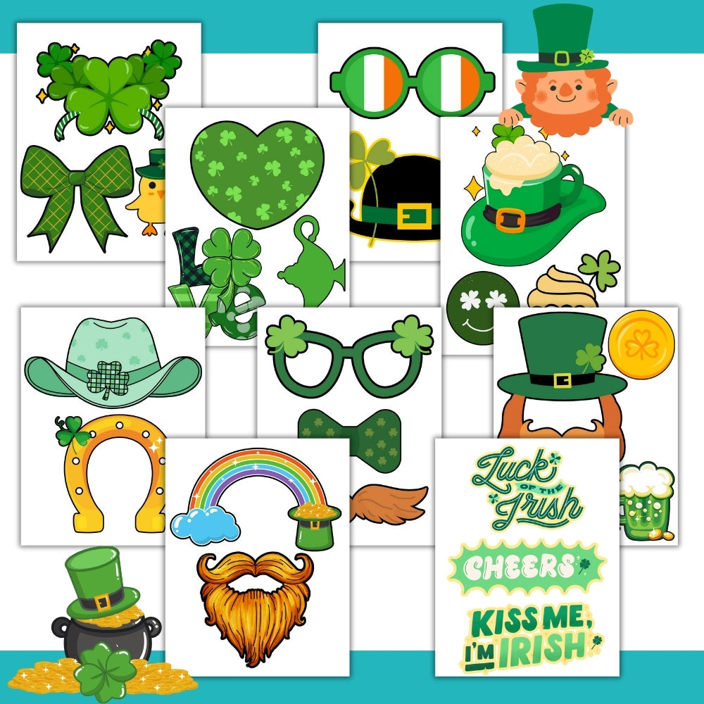 St. Patrick's Day Photo Props – 20 Printable Pages for Kids