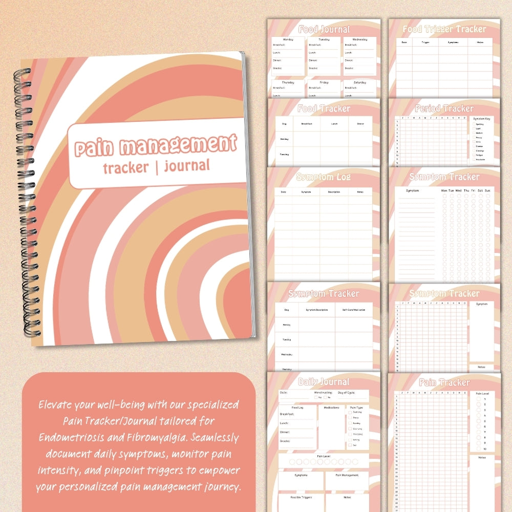 PLR Striped Pain Management Tracker Journal | Editable Health Templates