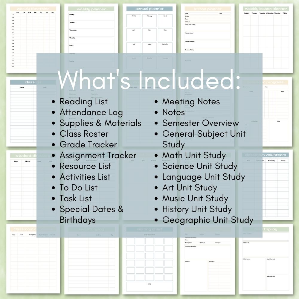 Light Pastel Teacher Planner | Organize Lessons Schedules & Goals