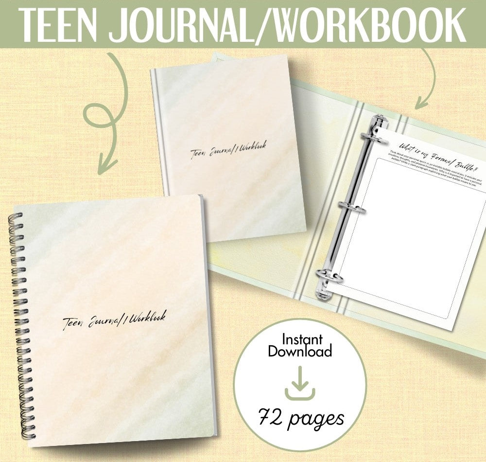 PLR Teen Journal Workbook | Printable Editable Self-Discovery Templates