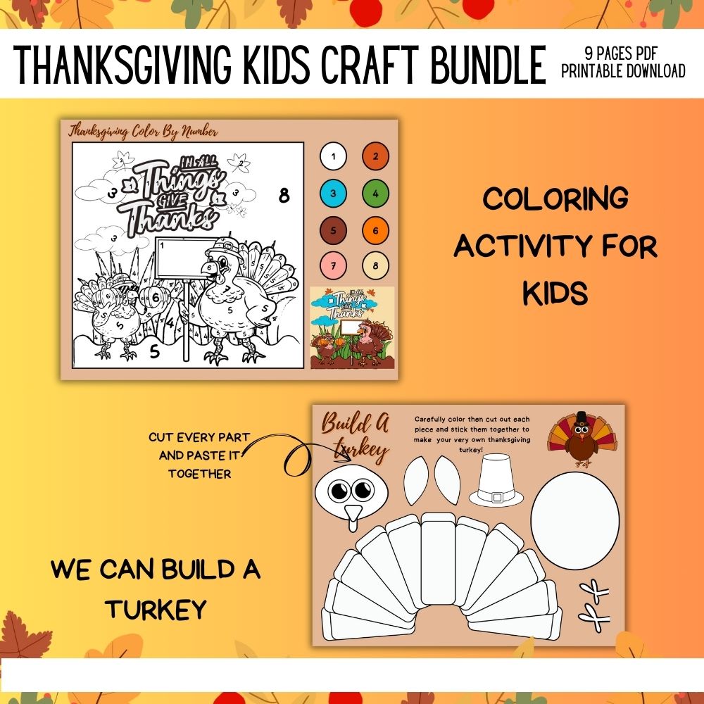 Thanksgiving Kid Craft Bundle – 10 Printable Crafts