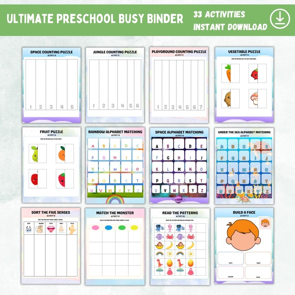 Ultimate Preschool Busy Binder – 33 Fun Learning Activities
