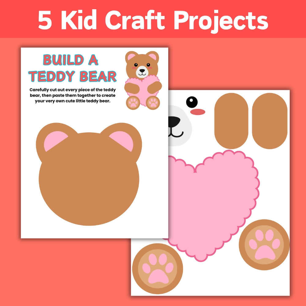 Valentine "Build a" Kid Craft Bundle – 11 Pages Fun