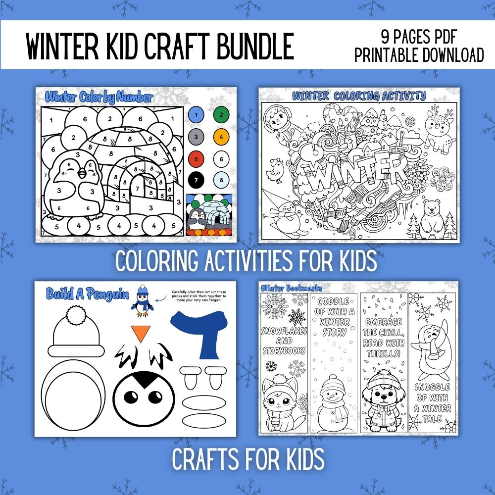 Winter Kid Craft Bundle – 9 Fun Printable Activities