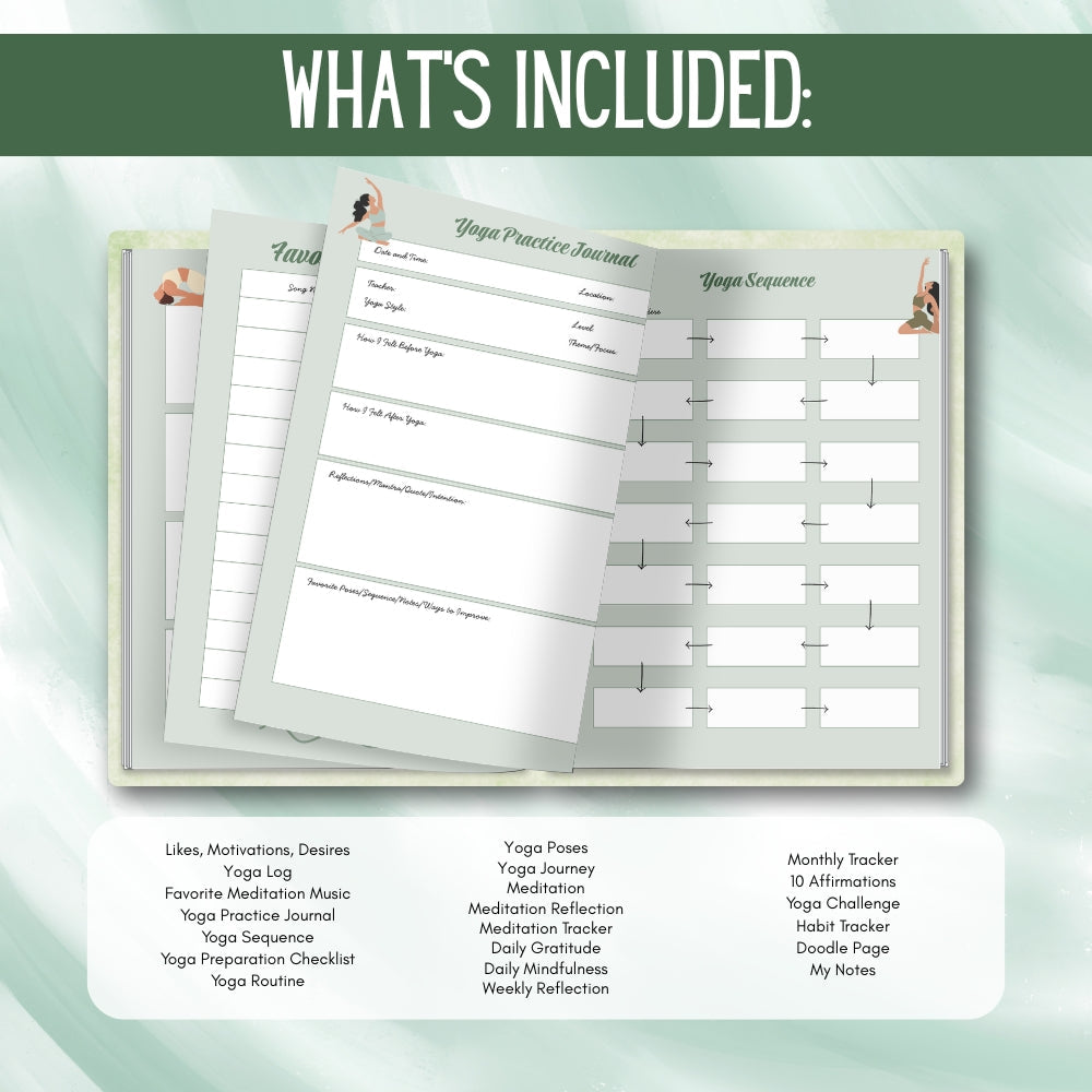 PLR Yoga Journal & Planner | Printable Editable Wellness Templates