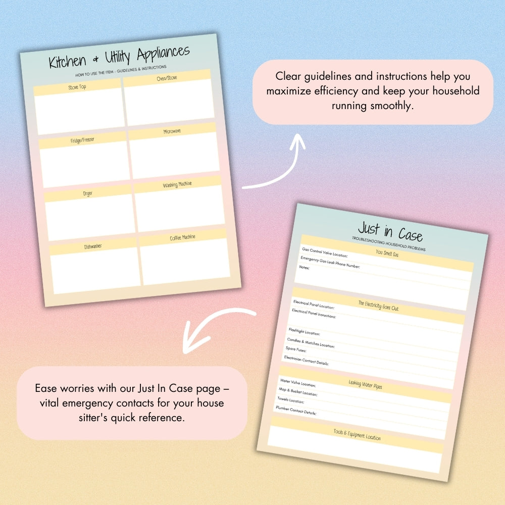 PLR House Sitter Planner | Editable Home Management Templates