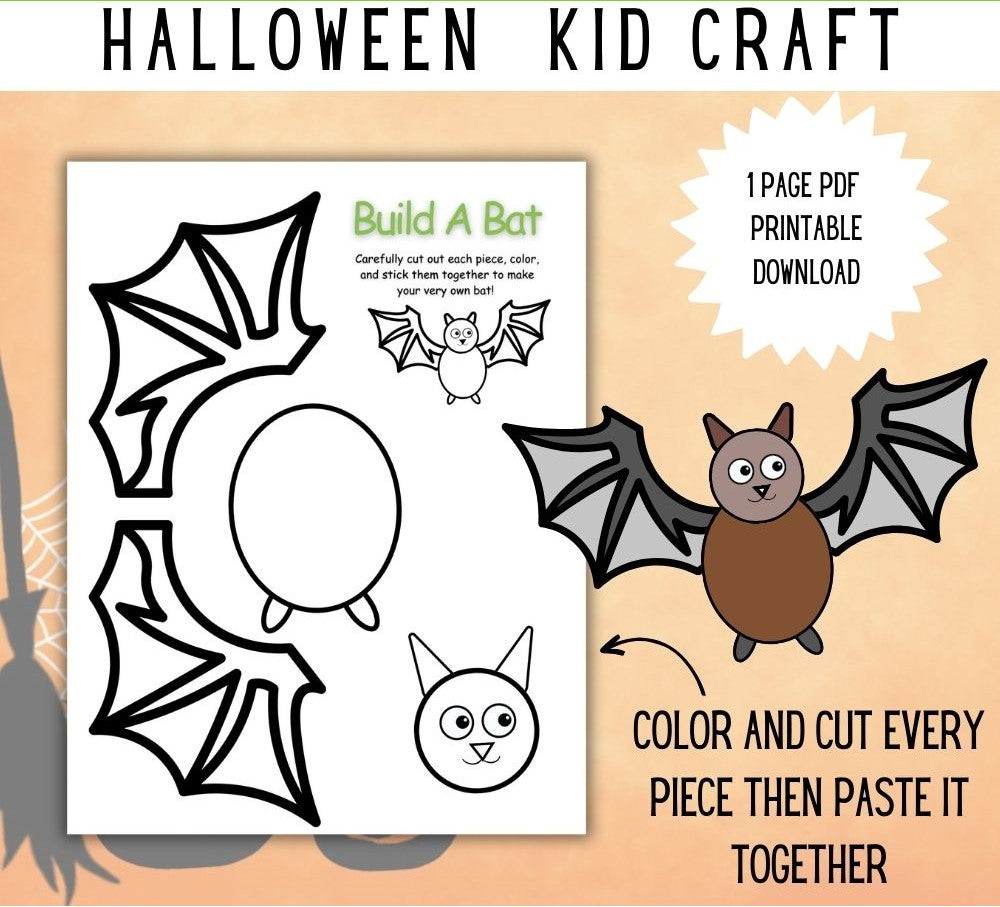 Build a Bat – Printable Halloween Kids Craft Activity