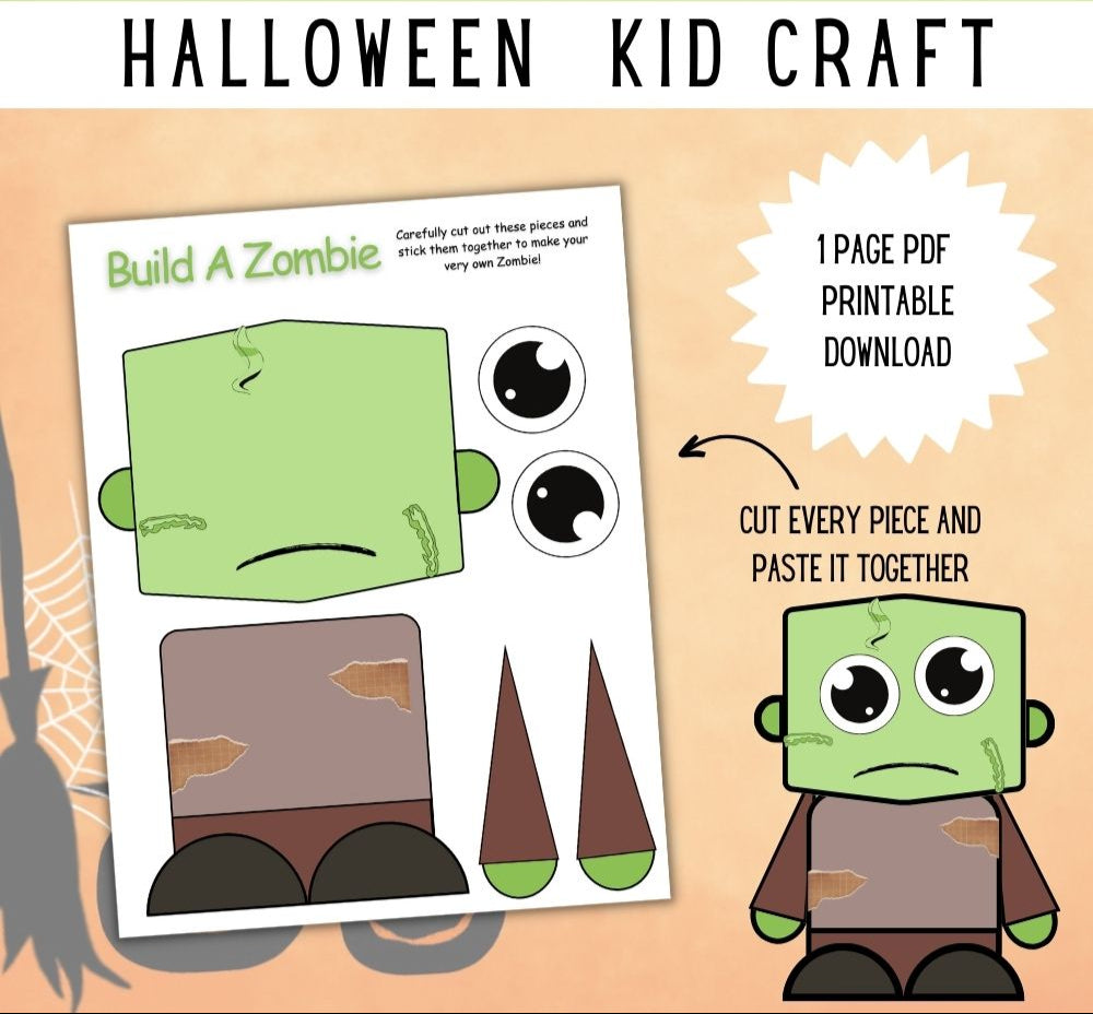 Build a Zombie Printable Craft – Halloween Kids Activity