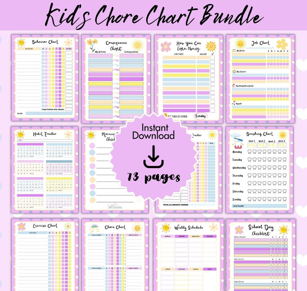 Purple Kids Chore Chart – Fun Printable Organizer
