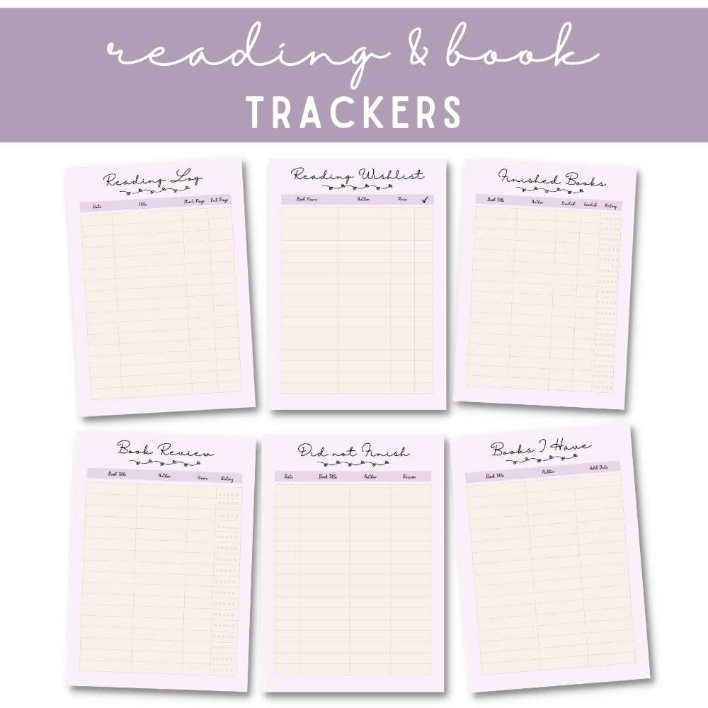 Purple Reading Planner | Track Books Notes & Reading Goals