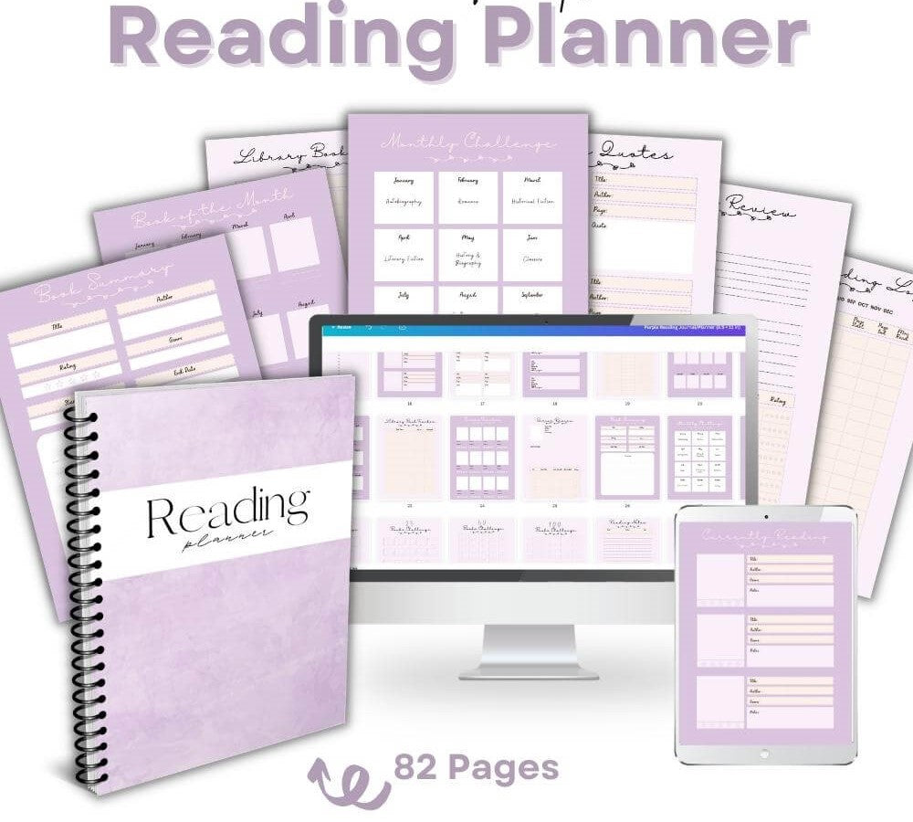 Purple Reading Planner | Track Books Notes & Reading Goals