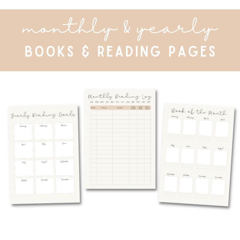 PLR Beige Reading Planner | Editable Book Tracker & Journal