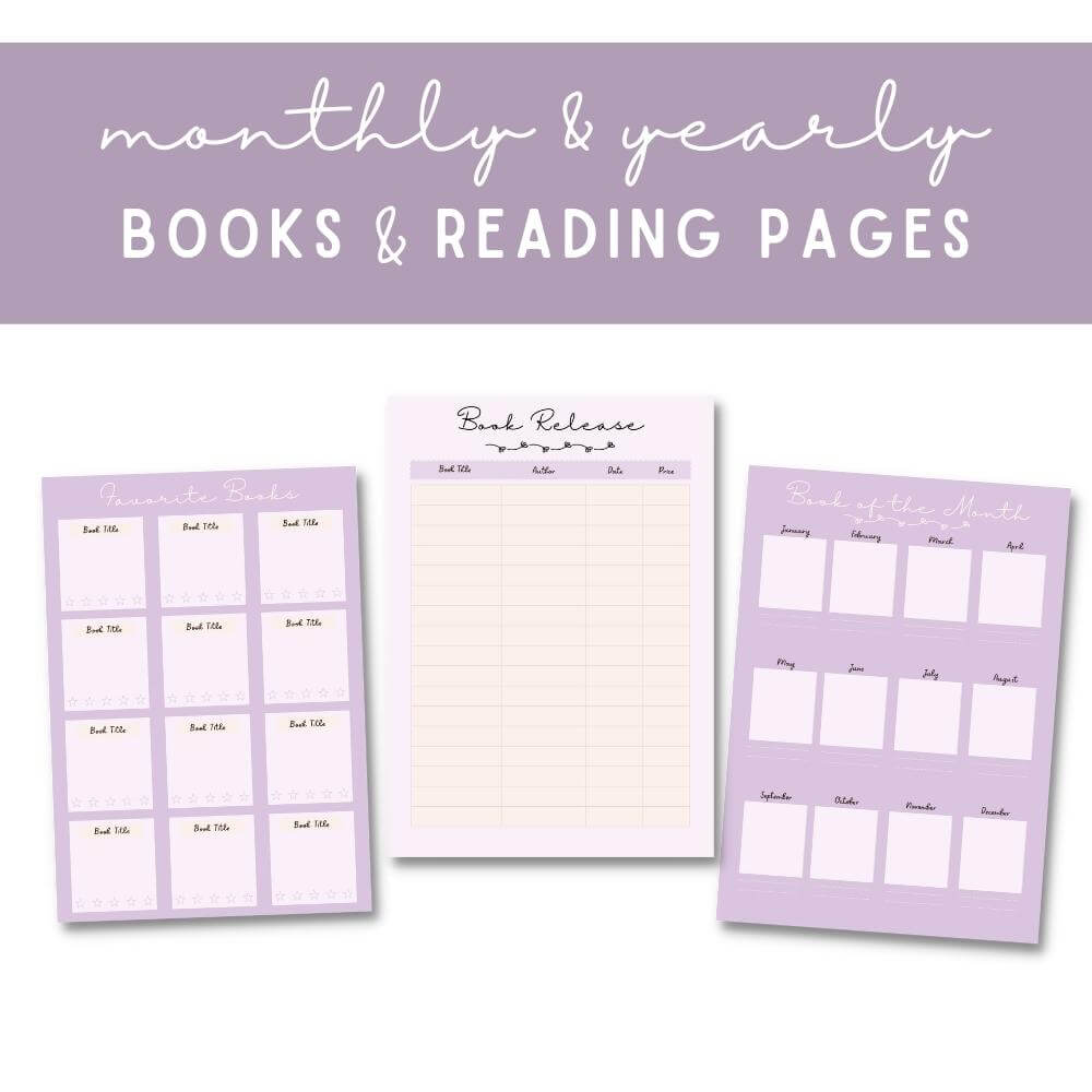 Purple Reading Planner | Track Books Notes & Reading Goals