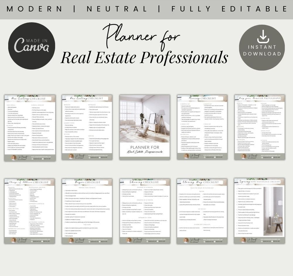 PLR Real Estate Planner Checklist | Editable Agent Organizer Templates