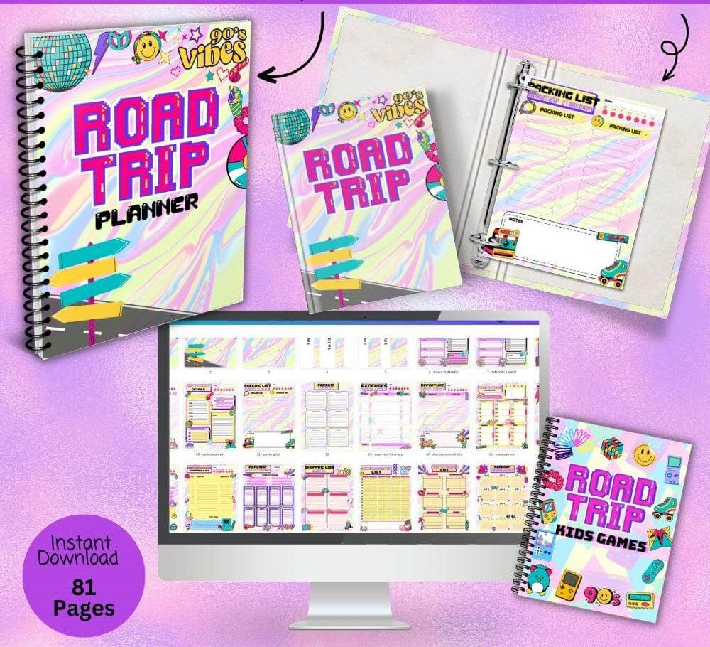 90’s Theme Road Trip Planner | Fun Retro & Organized Travel