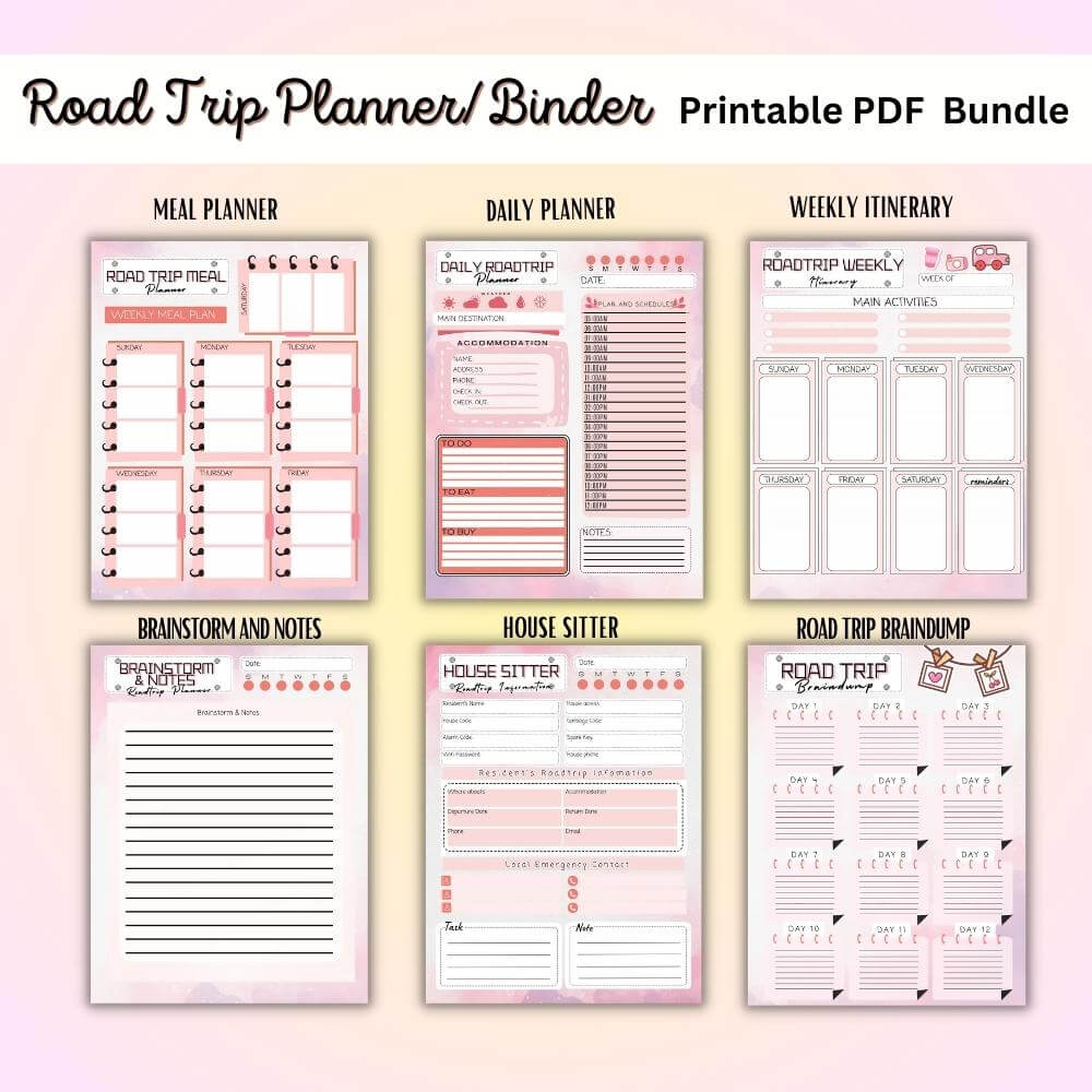 Road Trip Planner in Pink | Fun Stylish & Organized Travel