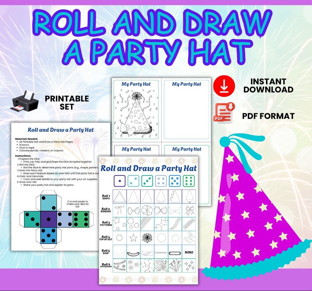 New Year Roll and Draw a Party Hat