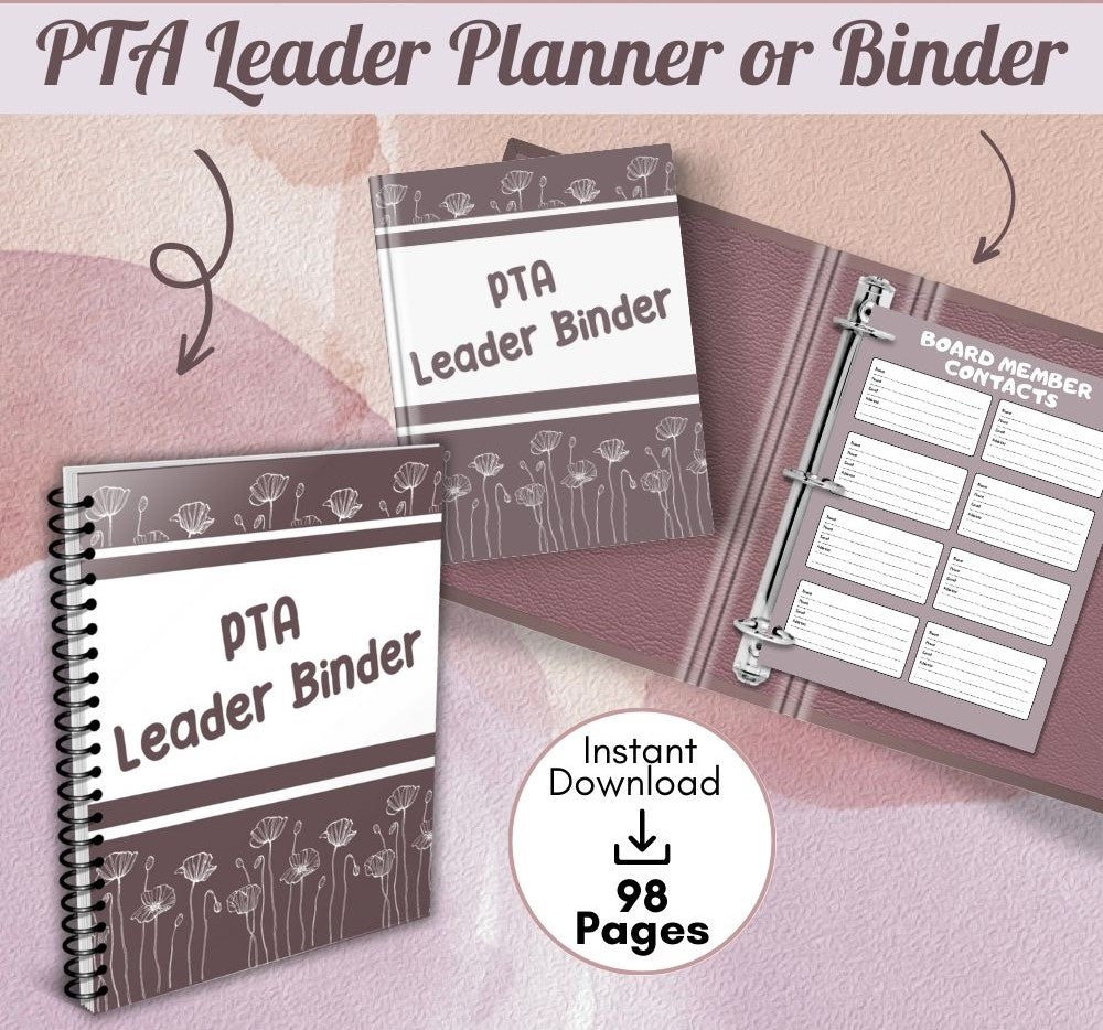 PTA Leader Planner in Rosy Brown | Organize Meetings & School Goals