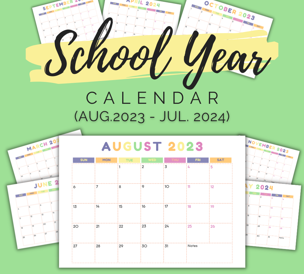 PLR Cheerful School Year Calendar | Calendars for students and school planning | My Store