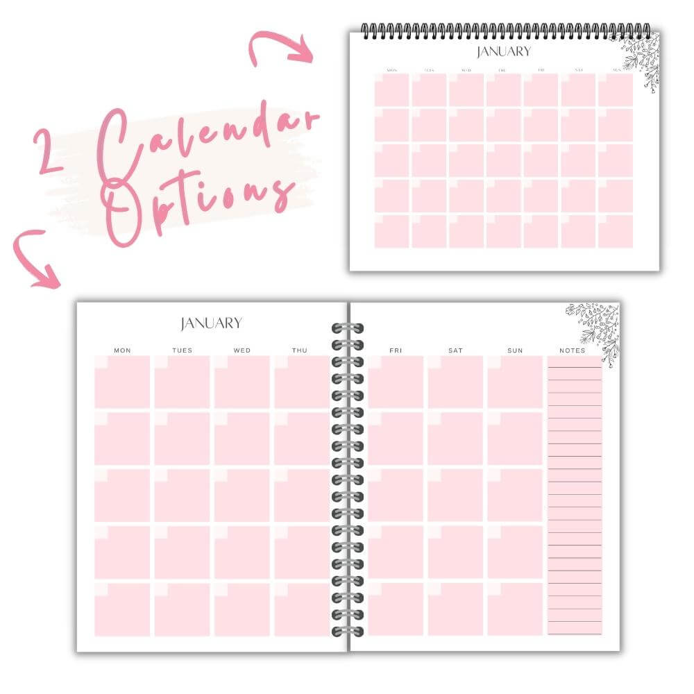Pink Self Care Workbook + Matching Planner