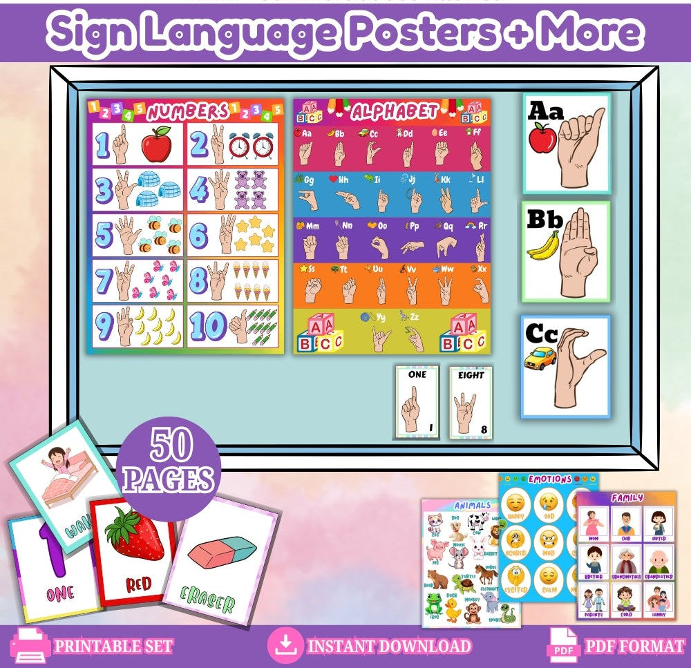 Sign Language Posters – 21 Fun Printable Pages – Arts Crafts Learning