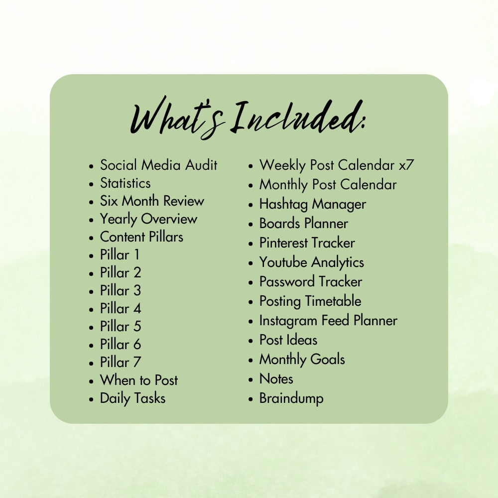 PLR Social Media Planner | Green Editable Marketing Templates
