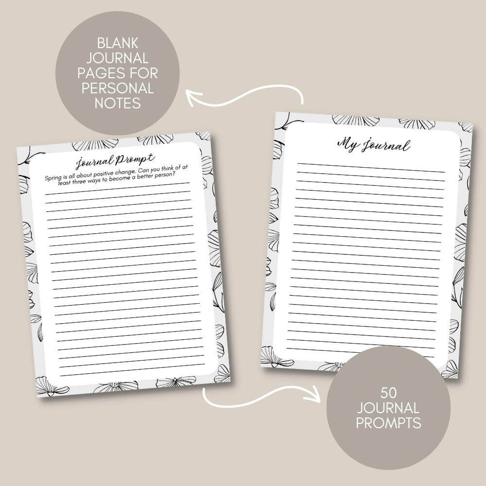 Spring Journal – 113 Page Black & White Printable