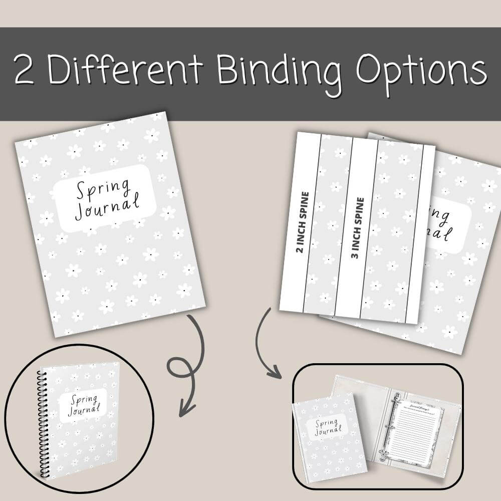 Spring Journal – 113 Page Black & White Printable